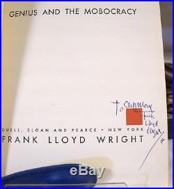 Lot of 3 books autographed by Frank Lloyd Wright to a prominent Calif. Architect