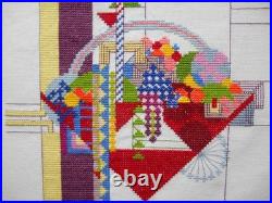 MAY BASKET Completed Finished Counted Cross Stitch Frank Lloyd Wright Art Deco
