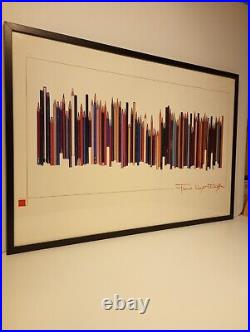 MCM Official Frank Lloyd Wright Art Poster 37x25 Framed Pencils From Artist Desk