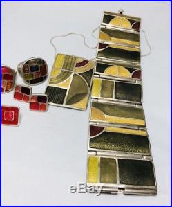 MOMA FRANK LLOYD WRIGHT LORI MCLEAN ENAMEL STERLING SILVER Jewelry Set