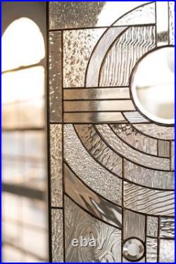 MOON RISE Frank Lloyd Wright Insprd Tiffany Style Stained Glass Window 21x12 CLR