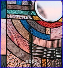 MOON RISE Frank Lloyd Wright Insprd Tiffany Style Stained Glass Window 21x12 In