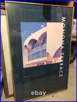 Madison WI Frank Lloyd Wright Monona Terrace Poster Vintage 1997 Art Deco Framed