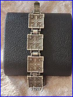 Men's Handmade One Of A Kind Silver Frank Lloyd Wright Inspired Design Bracelet
