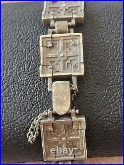 Men's Handmade One Of A Kind Silver Frank Lloyd Wright Inspired Design Bracelet