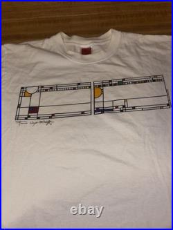 Men`s Vintage Frank Lloyd Wright Foundation T-Shirt 2002 Cotton White Size M