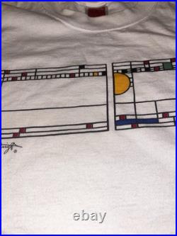Men`s Vintage Frank Lloyd Wright Foundation T-Shirt 2002 Cotton White Size M
