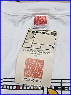 Men`s Vintage Frank Lloyd Wright Foundation T-Shirt 2002 Cotton White Size XXL