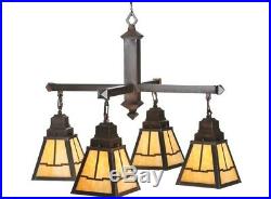 Meyda Tiffany Mission Style Four Lamp Chandelier Frank Lloyd Wright