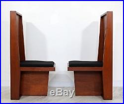 Mid Century Modern Set 6 High Back Frank Lloyd Wright Style Wood Dining Chairs