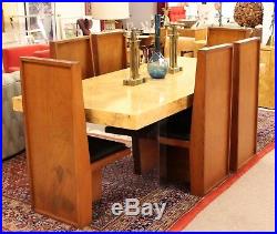 Mid Century Modern Set 6 High Back Frank Lloyd Wright Style Wood Dining Chairs