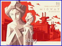 Midway Gardens Frank Lloyd Wright Blue by Tom Whalen SIGNED Ltd x/75 Print MINT