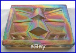 Mind Bending IRIDESCENT LARGE Glass TILE PAPERWEIGHT 3D Deco FRANK LLOYD WRIGHT