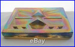 Mind Bending IRIDESCENT LARGE Glass TILE PAPERWEIGHT 3D Deco FRANK LLOYD WRIGHT