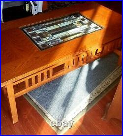 Mission Oak Coffee Table Frank Lloyd Wright design Stain Glass Top Oak Craftsman