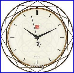 Modern 14-Inch Analog Wall Clock Featuring Frank Lloyd Wright Luxfer Prism Style