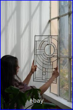 Moon Rise Frank Lloyd Wright Insprd Tiffany Stained Glass 21 x 12 IN CLEAR