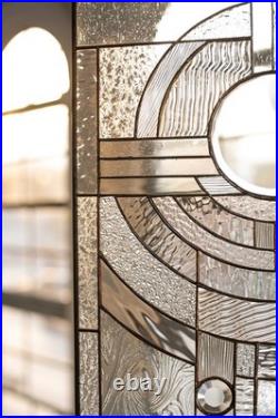 Moon Rise Frank Lloyd Wright Insprd Tiffany Stained Glass 21 x 12 IN CLEAR