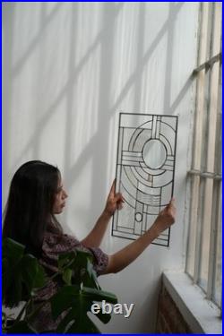 Moon Rise Frank Lloyd Wright Insprd Tiffany Stained Glass 21 x 12 IN CLEAR