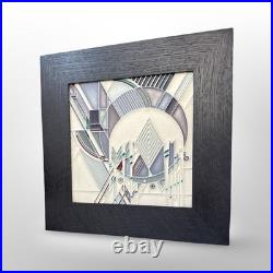 Motawi Tileworks Frank Lloyd Wright Frozen Spheres Framed 8x8 Tile Ebony Frame