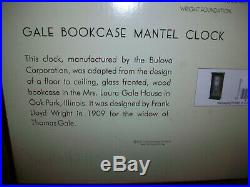 NEW Frank Lloyd Wright Bulova Gale Bookcase Mantel Clock
