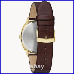 New Bulova Mens Frank Lloyd Wright Hollyhock Brown Leather Watch 39 MM 97A173