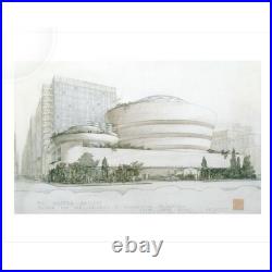 Original Frank Lloyd Wright Exhibition Poster Guggenheim Museum Drawing New York