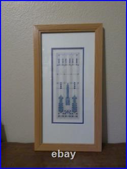 Original Handmade Cross Stitch Frank Lloyd Wright Stained Glass Window Framed #1