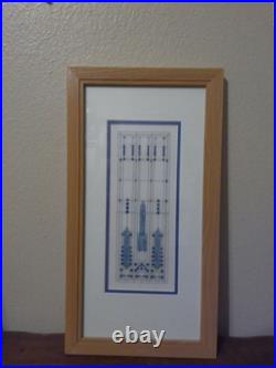 Original Handmade Cross Stitch Frank Lloyd Wright Stained Glass Window Framed #1