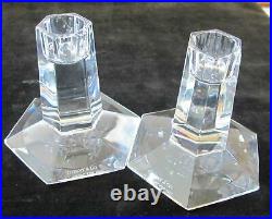 PAIR of Crystal GLASS TIFFANY CANDLESTICKS FRANK LLOYD WRIGHT Foundation 1986