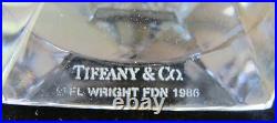 PAIR of Crystal GLASS TIFFANY CANDLESTICKS FRANK LLOYD WRIGHT Foundation 1986