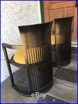Pair 2 Frank Lloyd Wright Taliesen Barrel Chairs 606 Cassina Mid Century Modern