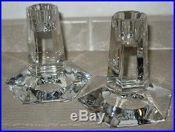 Pair 3 1/2 TIFFANY & Co. FLWRIGHT Frank Lloyd Wright 1986 Crystal Candlesticks