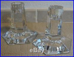 Pair 3 1/2 TIFFANY & Co. FLWRIGHT Frank Lloyd Wright 1986 Crystal Candlesticks