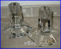 Pair 3 1/2 TIFFANY & Co. FLWRIGHT Frank Lloyd Wright 1986 Crystal Candlesticks