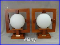 Pair Frank Lloyd Wright Robie 1 Wall Sconce Official Cherry Wood Lamps