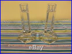 Pair Frank Lloyd Wright by Tiffany & Company Glass Candlesticks 1987