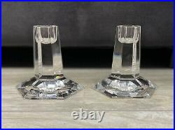 Pair Tiffany & Co. Frank Lloyd Wright Crystal Candle Holders Signed Retired