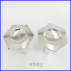 Pair Tiffany & Co Frank Lloyd Wright FDN Sterling Silver Modernist Candlesticks