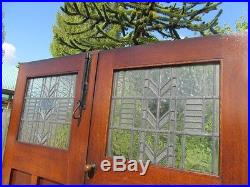 Pair of Arts & Crafts Mission Oak Double Front Entry Doors Frank Lloyd Wright