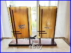 Pair of Limited Edition Tall Arizona Mission Lamps a Modern Frank Lloyd Wright