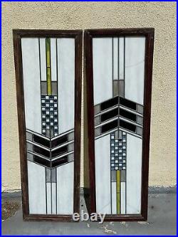Prairie Style Arts & Crafts Stained Glass Windows, style of Frank Lloyd Wright