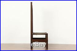 Prairie Style Oak Vintage Hall Chair, Rush Seat, Frank Lloyd Wright Design