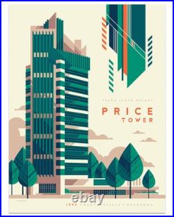 Price Tower Frank Lloyd Wright by Tom Whalen Art Screen Print Ltd Edition x/150