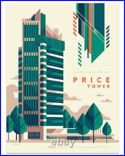 Price Tower Frank Lloyd Wright by Tom Whalen Ltd Edition x/150 Screen Print MINT