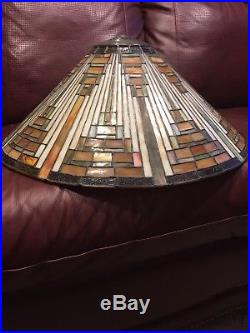 Quoizel STAINED GLASS FRANK LLOYD WRIGHT STYLE LAMP chandelier shade Art Deco