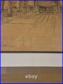 RARE Original Architectural drawing art Doak Martin pupil of Frank Lloyd Wright