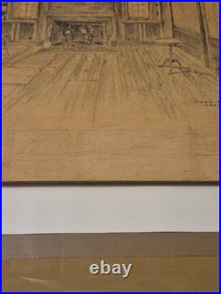 RARE Original Architectural drawing art Doak Martin pupil of Frank Lloyd Wright