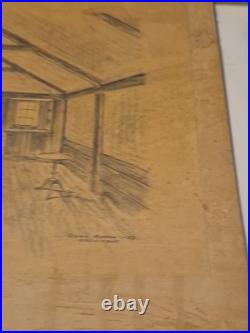 RARE Original Architectural drawing art Doak Martin pupil of Frank Lloyd Wright