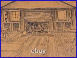 RARE Original Architectural drawing art Doak Martin pupil of Frank Lloyd Wright